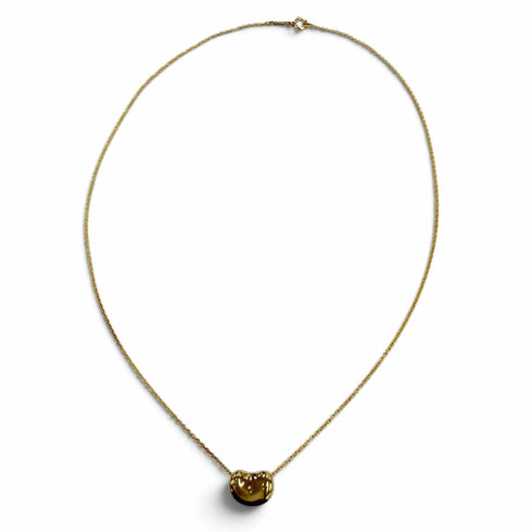 Bean Pendant Necklace 18K Yellow Gold 6mm