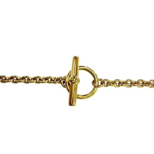 H Motif Pendant Necklace Gold and Pink Mini