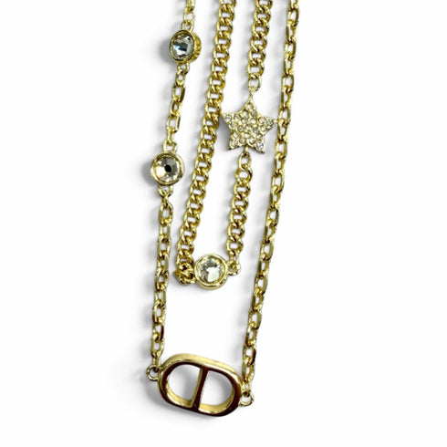 Pendant Necklace Gold with Rhinestone Star Charm