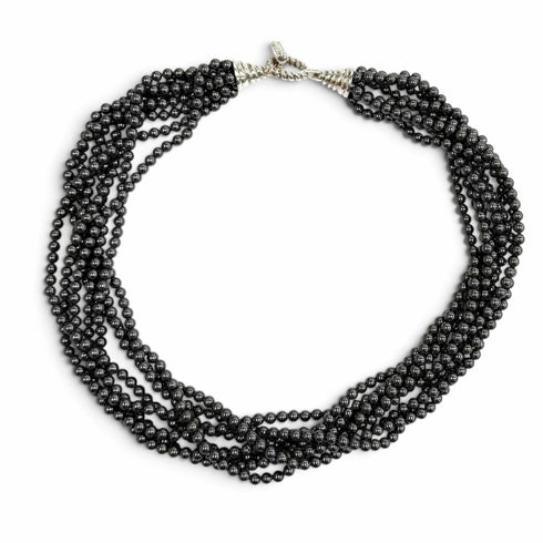 Pendant Necklace Sterling Silver with Hematite
