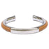 Leather and Metal Bangle Brown and Silver Bracelet