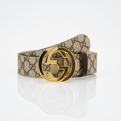Gucci Reversible Leather Belt with Gold Buckle