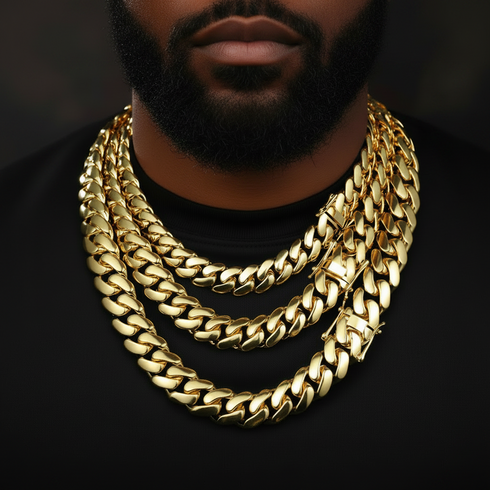 Miami Cuban Link Chain – 18K Gold Plated, 10mm to 22mm