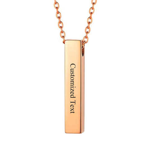 Stainless Steel Vertical Cubic Bar Container Urn Memorial Pendant Necklace