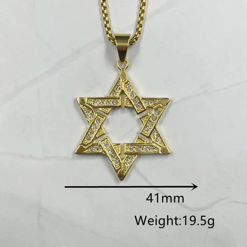Iced Out Hexagram Star of David Necklace