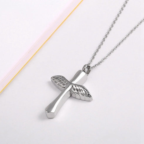 Lord Prayer Cross Ash Urn Pendant Necklace