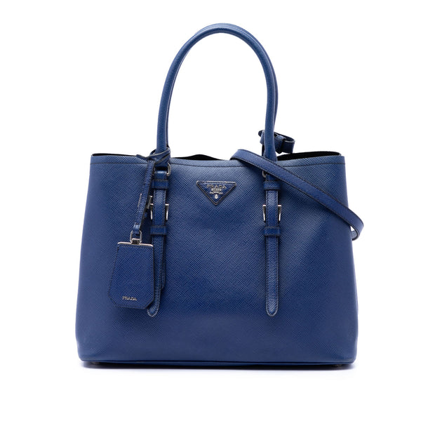 Belted Strap Cuir Double Tote Saffiano Leather Medium