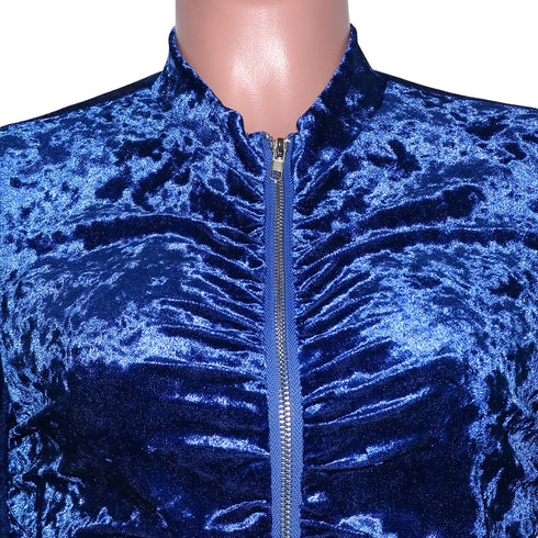 Velvet Stacked Zipper Tracksuit