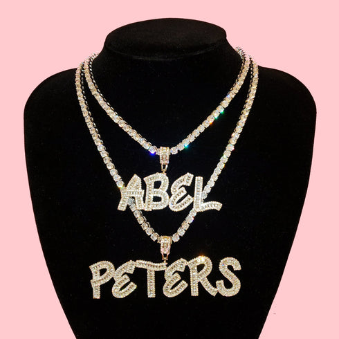 Baguette Bling Custom Letter Necklace