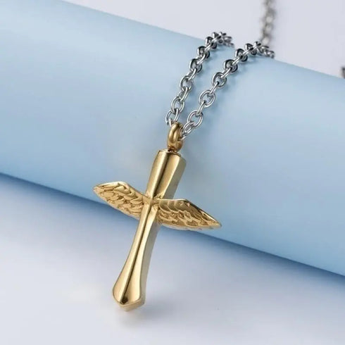 Lord Prayer Cross Ash Urn Pendant Necklace