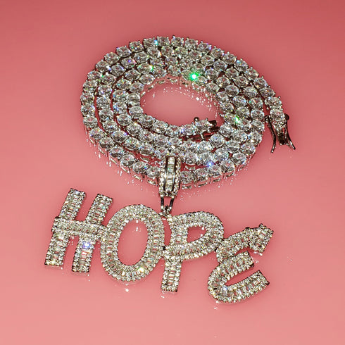 Custom Baguette Letter Pendant Necklace