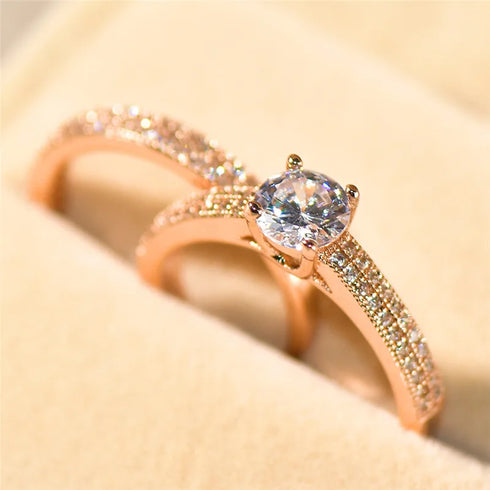 Double Band 925 Sterling Silver Rose Gold Travel Ring