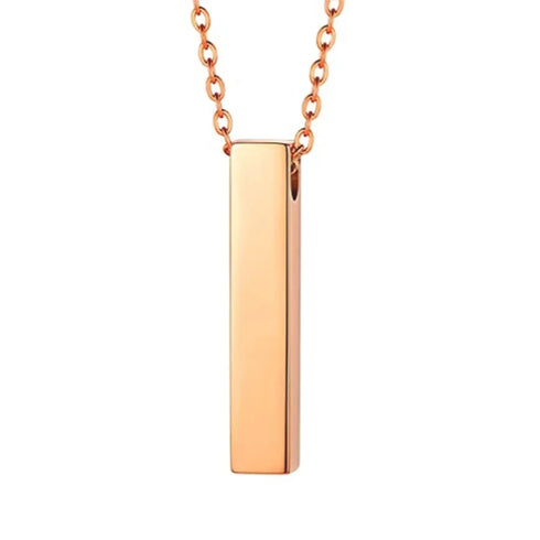 Stainless Steel Vertical Cubic Bar Container Urn Memorial Pendant Necklace