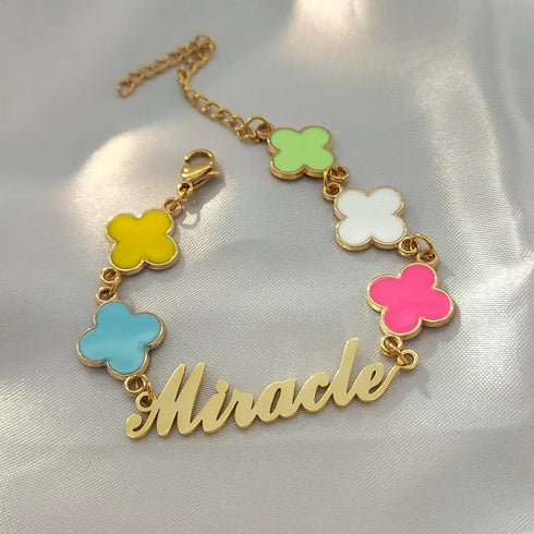 Custom Name Clover Bracelet