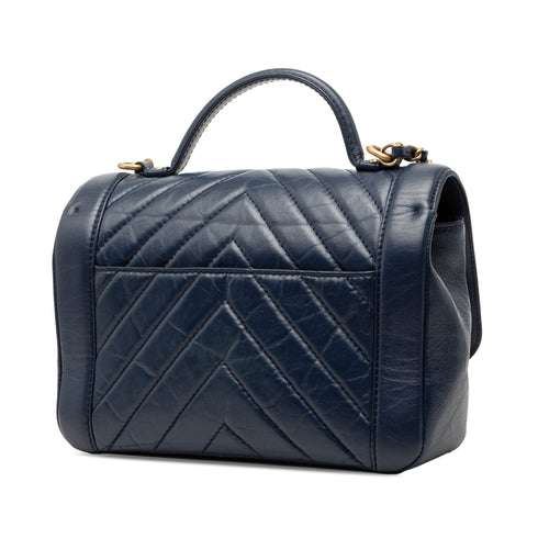 Top Handle Flap Bag Chevron Calfskin Small