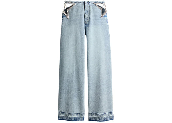 H&M x Stella McCartney Women's Crystal-Star Straight-Leg Jeans Light Denim Blue