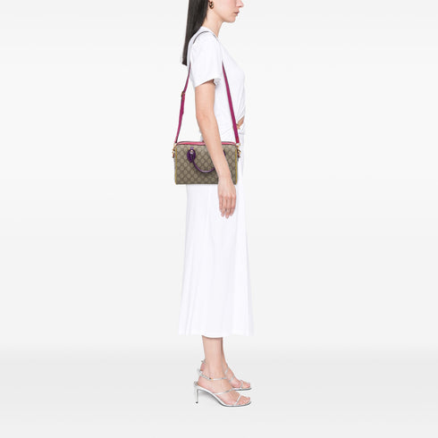 Convertible Boston Bag GG Coated Canvas and Leather Small