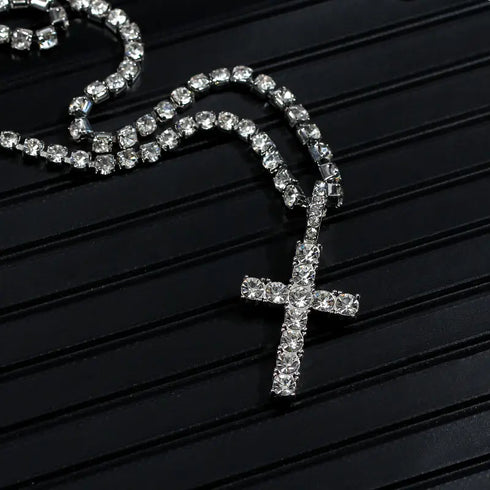 2-Piece Iced Out Bundle: 14MM Cuban + Tennis Cross Chain