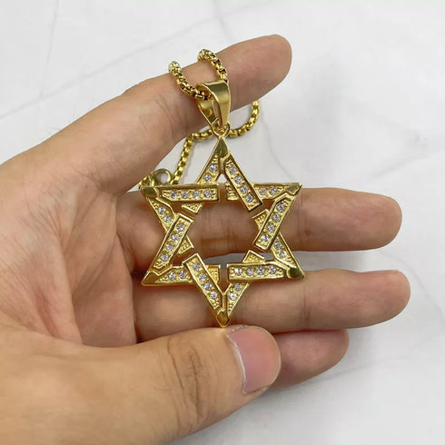 Iced Out Hexagram Star of David Necklace