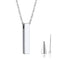 Stainless Steel Vertical Cubic Bar Container Urn Memorial Pendant Necklace