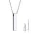 Stainless Steel Vertical Cubic Bar Container Urn Memorial Pendant Necklace