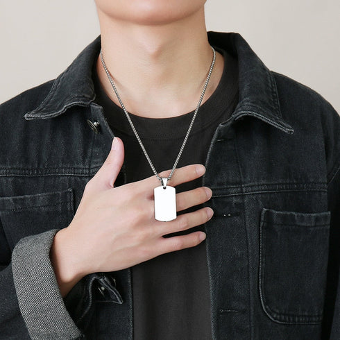 Stainless Steel Dog Tag Cremation Urn Pendant Necklace