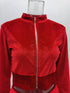 Velvet Hoodie Crop Top Tracksuit