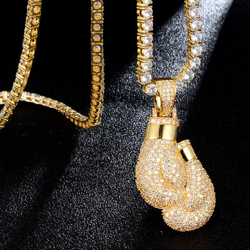 Boxing Gloves Pendant Tennis Chain Necklace