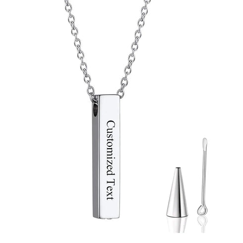 Custom Name Stainless Steel Bar Urn Pendant Necklace