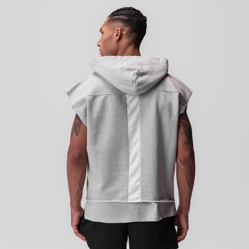 0844. Tech Essential™ Raw Hem Cutoff Hoodie - Heather Grey