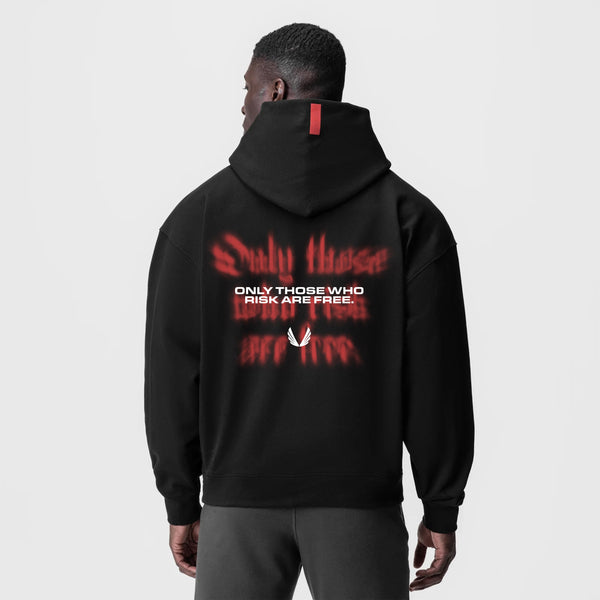 0874. Tech-Terry™ Zip Pocket Hoodie - Black "Risk Protocol"