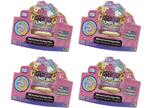 Squishy Bun Holographic Mystery Squishy "Dumpling" (Purple Holographic Glitter Chase Version) Blind Box 4x Lot