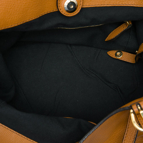 Canterbury Tote Leather and House Check Canvas Small
