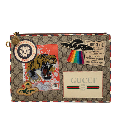 Courrier Pouch GG Coated Canvas with Applique