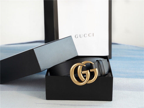 Gucci New Gold-Buckle Leather Belts for Men and Women