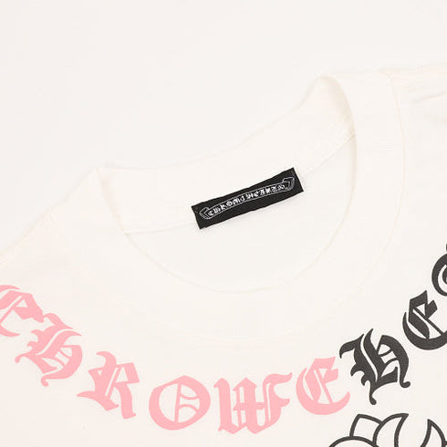 Chrome Hearts Color-block Gothic Script Cross Necklace T-Shirt