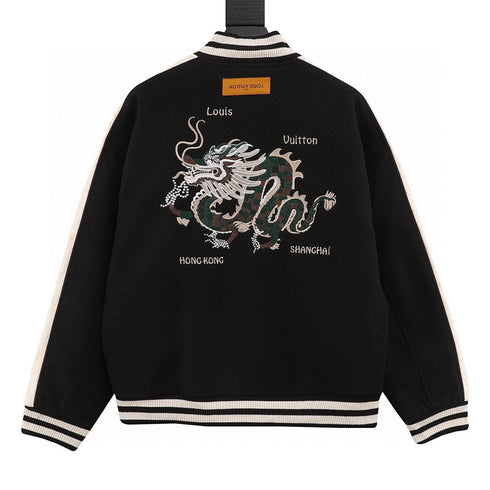 Louis Vuitton Chinese Dragon Embroidered & Paneled Baseball Jacket