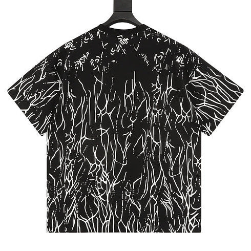 GUCCI 2026 New Arrival: All-Over Digital Print Short-Sleeve T-Shirt featuring Branch-Motif Lettering Logo