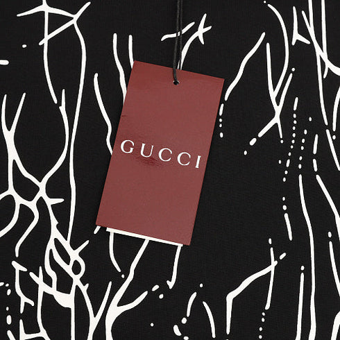 GUCCI 2026 New Arrival: All-Over Digital Print Short-Sleeve T-Shirt featuring Branch-Motif Lettering Logo