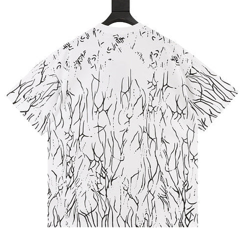 GUCCI 2026 New Arrival: All-Over Digital Print Short-Sleeve T-Shirt featuring Branch-Motif Lettering Logo
