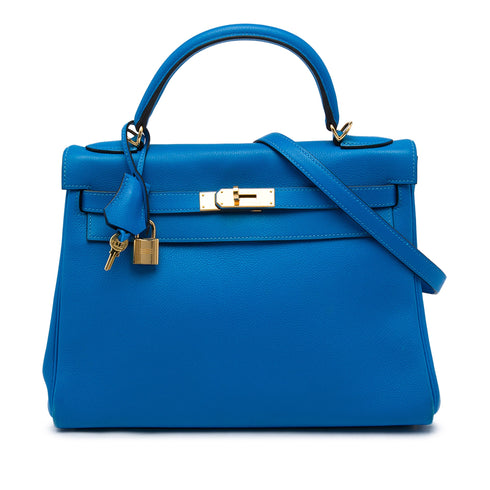 Kelly Handbag Blue Togo with Gold Hardware 32