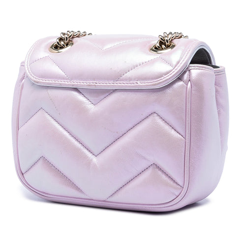 GG Marmont Square Flap Bag Chevron Iridescent Leather Mini
