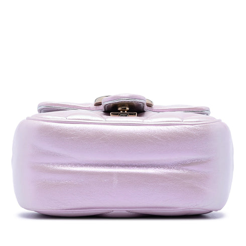 GG Marmont Square Flap Bag Chevron Iridescent Leather Mini