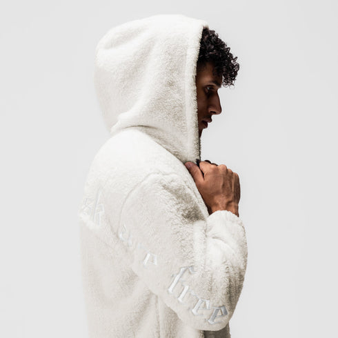 0887. Sherpa Recovery Full Zip Hoodie - Ivory Cream/White