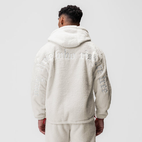 0887. Sherpa Recovery Full Zip Hoodie - Ivory Cream/White
