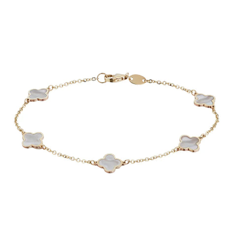 VVS Jewelry Gold Clover Bracelet - 14k Gold & Stainless Steel
