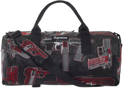 Supreme Guns Embroidered Leather Duffle Bag Black