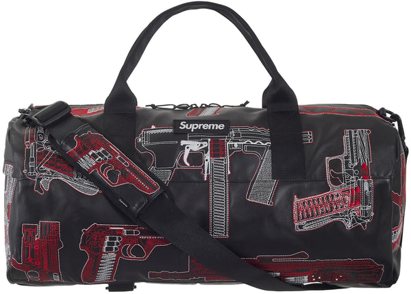 Supreme Guns Embroidered Leather Duffle Bag Black