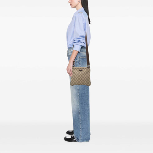 Zip Top Messenger Bag GG Coated Canvas Small