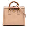 Diana NM Logo Bamboo Handle Tote Embossed Leather Small